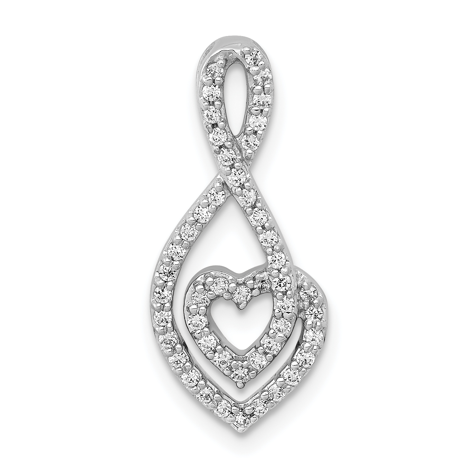 14k White Gold 1/4ct. Diamond Fancy Heart Infinity Chain Slide (PM3925-025-WA)