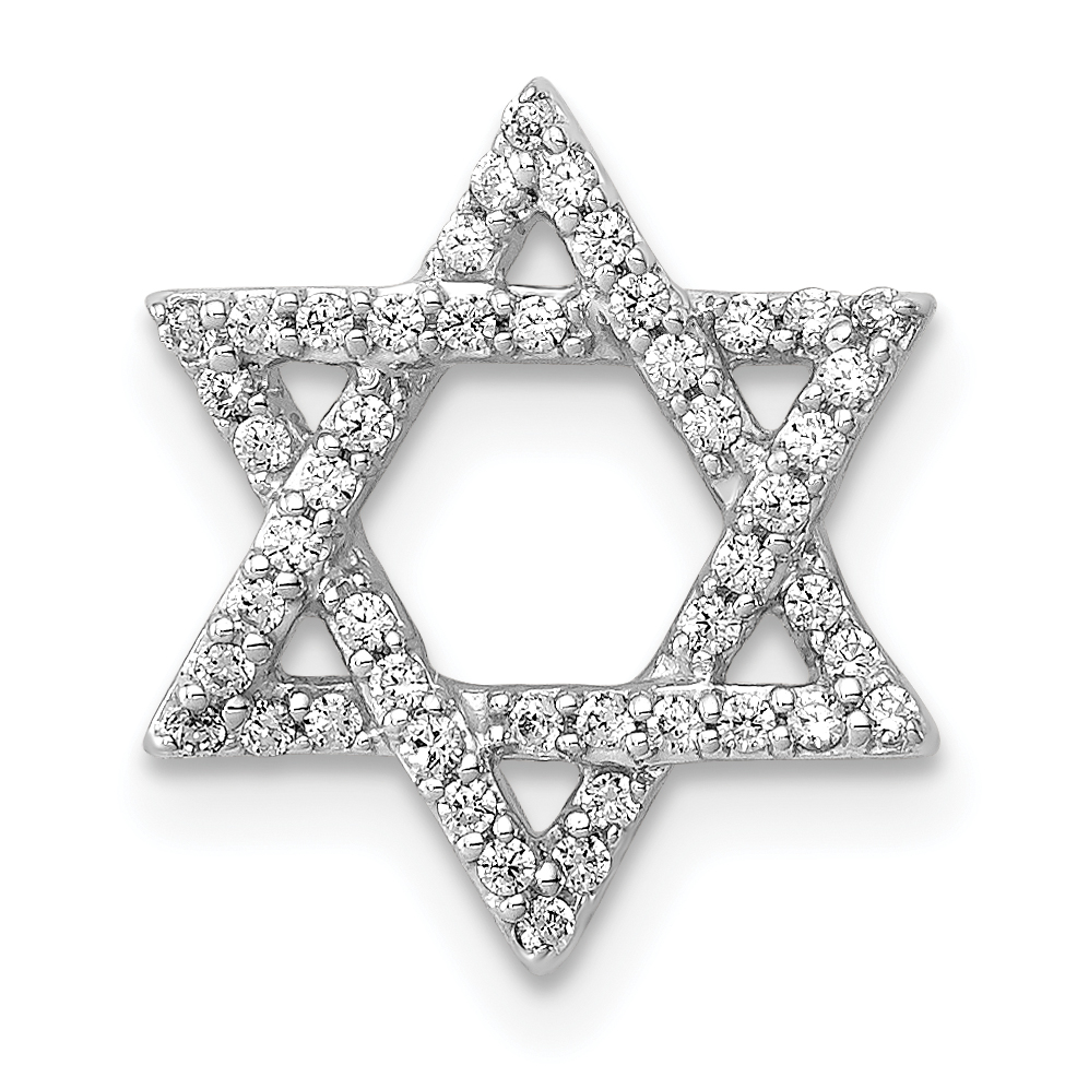 14k White Gold 1/5ct. Diamond Star of David Chain Slide (PM3939-020-WA)