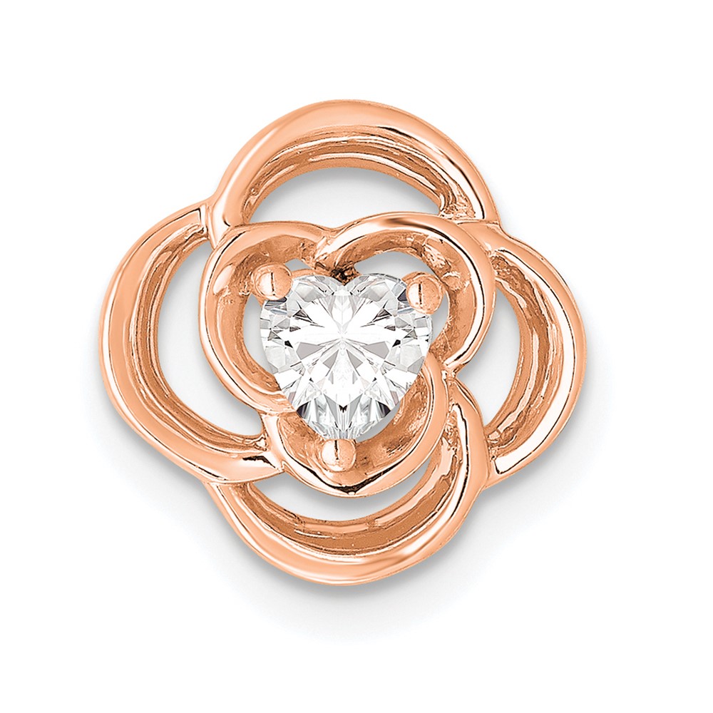 14K Rose Gold 0.25 Carat Lab Grown Diamond VS SI+ G+ Complete Flower Chain Slide Pendant