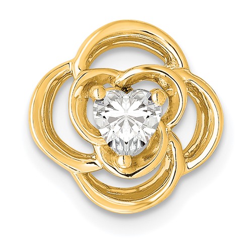 14K Yellow Gold 0.25 Carat Lab Grown Diamond VS SI+ G+ Complete Flower Chain Slide Pendant