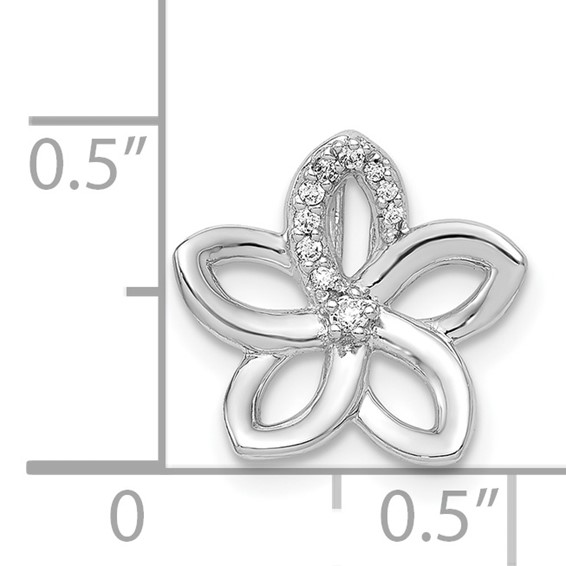 14k White Gold 1/20 carat Diamond Plumeria Flower Chain Slide
