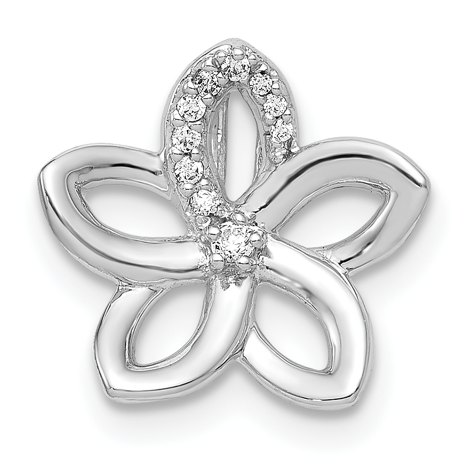 14k White Gold 1/20ct. Diamond Flower Chain Slide (PM3977-005-WA)