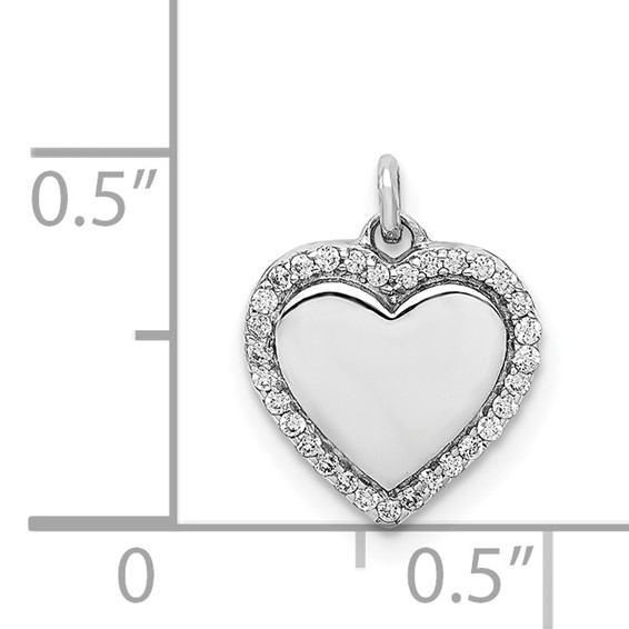 14k White Gold 1/10 carat Diamond Fancy Polished Heart Pendant