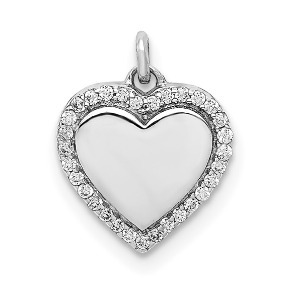 14k White Gold 1/10 carat Diamond Fancy Polished Heart Pendant