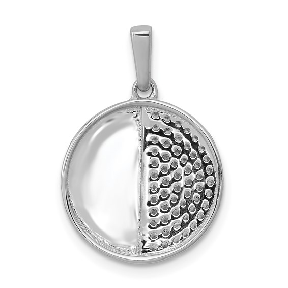 14k White Gold 1/4 carat Diamond Pave Half and Half Circle Pendant