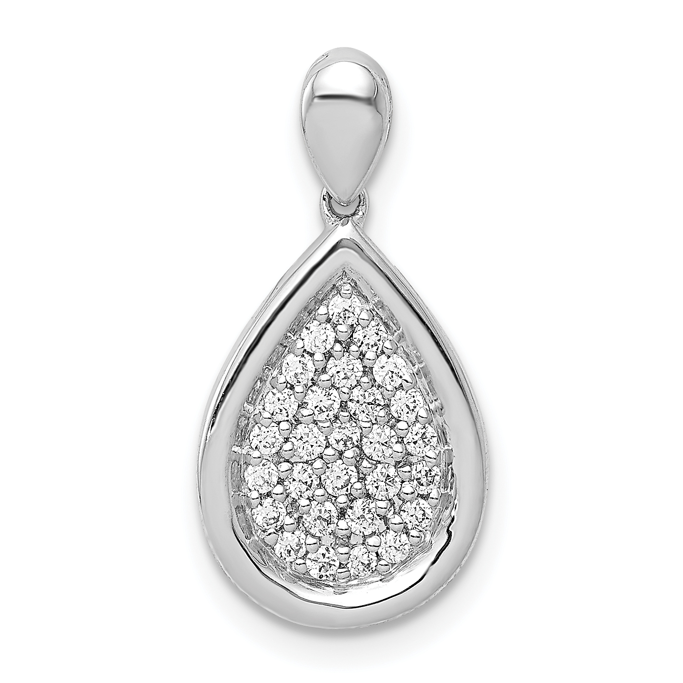 14k White Gold 1/4 carat Pave Diamond Fancy Teardrop Pendant (PM4009-025-WA)