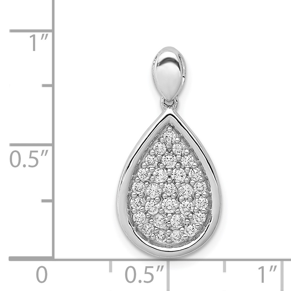 14k White Gold 1/2 carat Pave Diamond Fancy Teardrop Pendant (PM4009-050-WA)