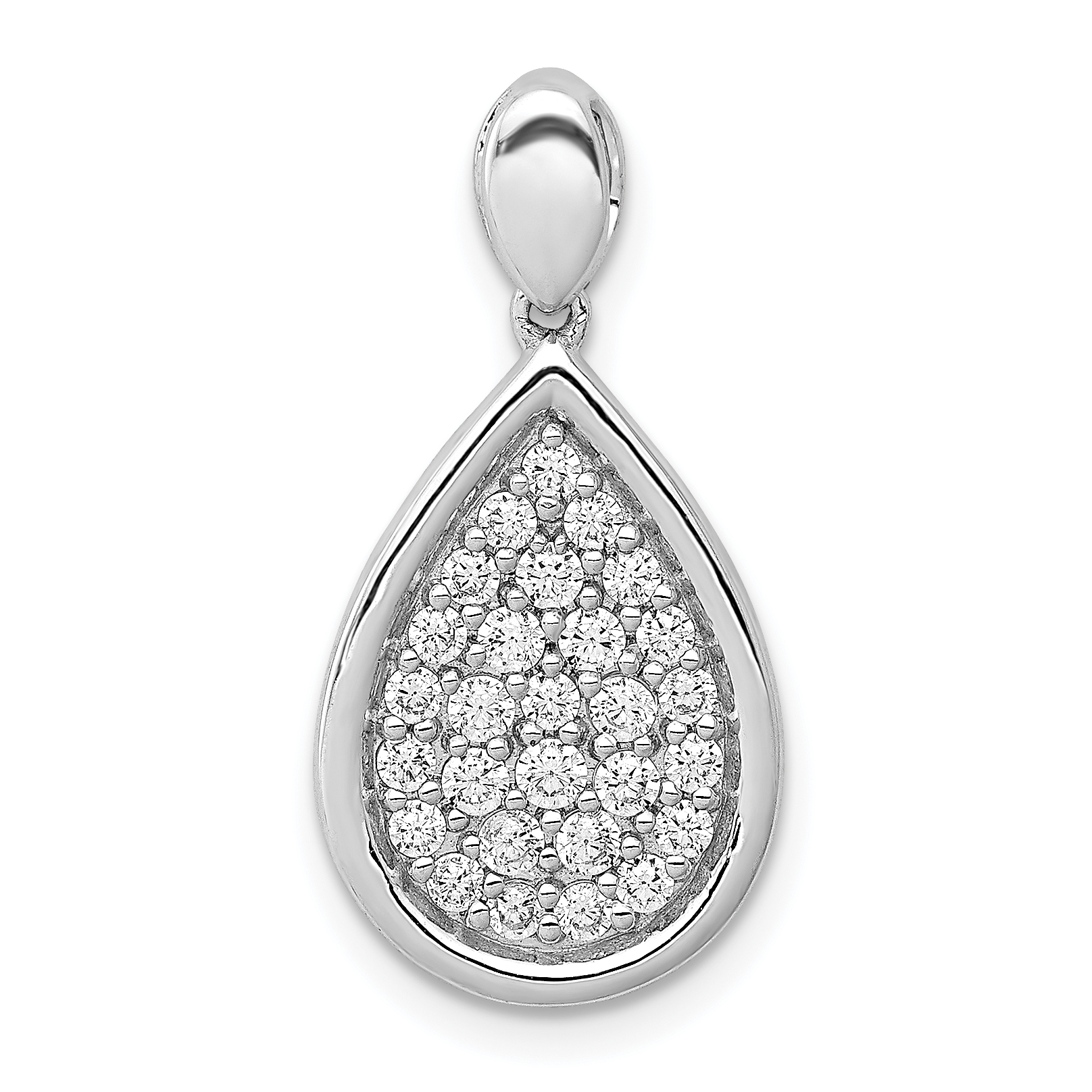 14k White Gold 1/2 carat Pave Diamond Fancy Teardrop Pendant (PM4009-050-WA)