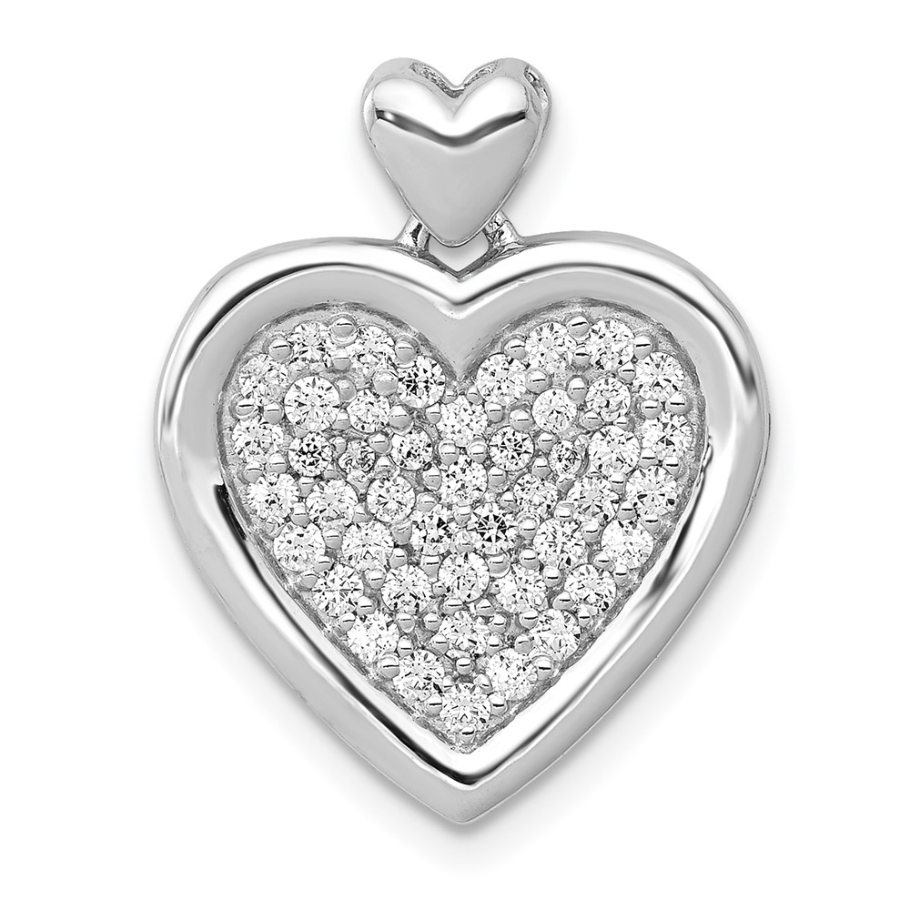 14k White Gold 1/2ctw Diamond Fancy Heart w/ Heart Bail Pendant | eBay