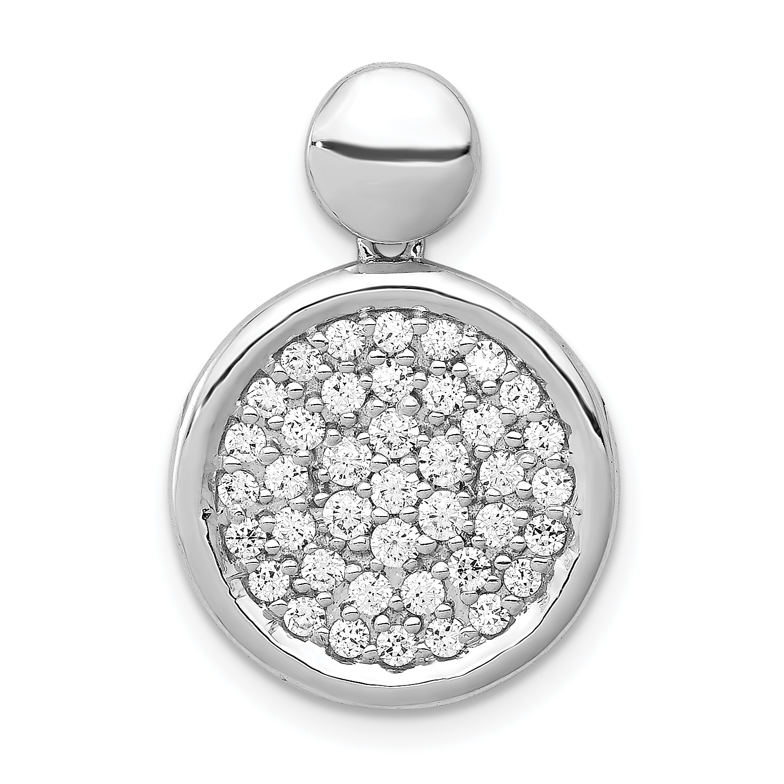 14k White Gold 1/2 carat Diamond Pave Fancy Circle Pendant (PM4016-050-WA)