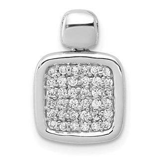 14k White Gold 1/4 carat Diamond Fancy Square Pendant