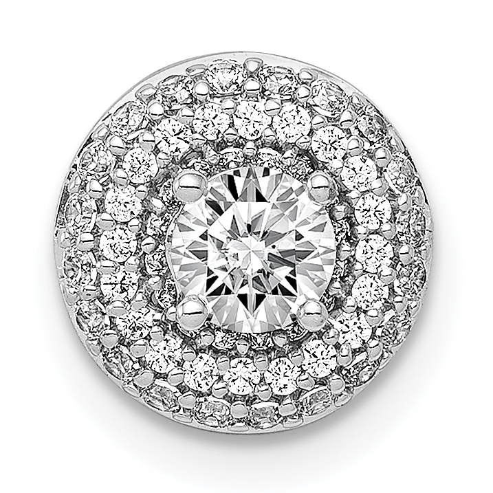 14k White Gold Holds 4.1mm Center 1/4 carat Diamond Semi-mount Halo Chain Slide (PM4020-025-WA)
