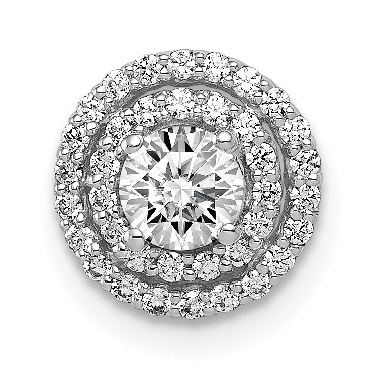 14k White Gold Holds 4.1mm Center 1/5 carat Diamond Semi-mount Halo Chain Slide (PM4021-020-WA)