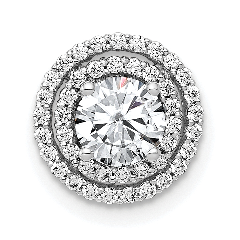 14k White Gold 3/4 carat Lab Grown Diamond VS/SI+ G+ Complete Halo Chain Slide Pendant (PM4021-022-WLG)