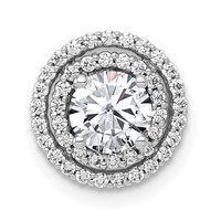 14K White Gold 0.75 Carat Lab Grown Diamond VS SI+ G+ Complete Halo Chain Slide Pendant view 1