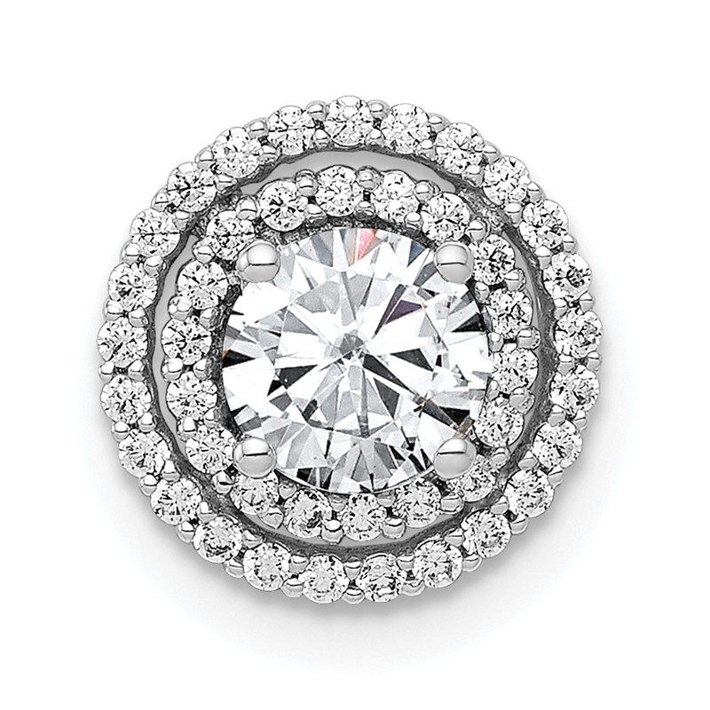 14k White Gold 3/4 carat Lab Grown Diamond VS/SI+ G+ Complete Halo Chain Slide Pendant