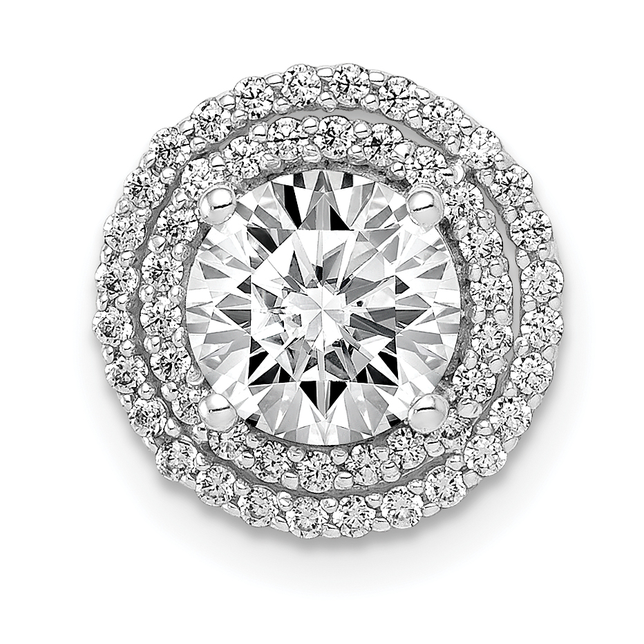 14k White Gold Holds 6.5mm Center 1/4 carat Diamond Semi-mount Halo Chain Slide (PM4021-025-WA)