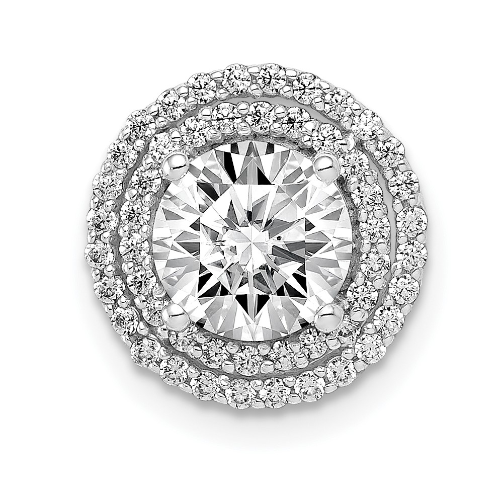 14k White Gold Holds 6.5mm Center 1/4 carat Diamond Semi-mount Halo Chain Slide (PM4021-025-WA)