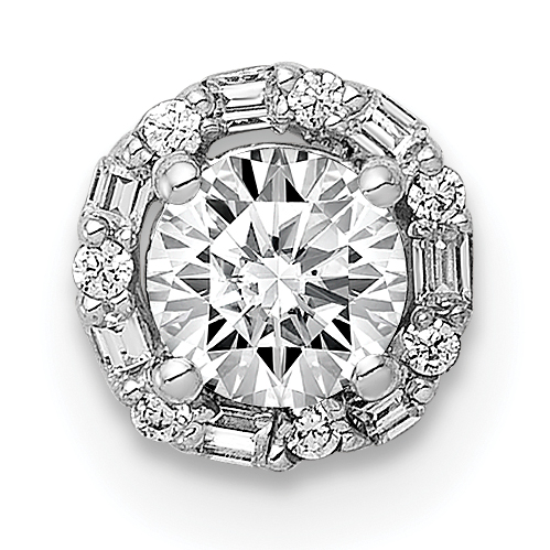 14k White Gold Holds 4.1mm Center 1/20 carat Diamond Semi-mount Halo Chain Slide (PM4024-006-WA)