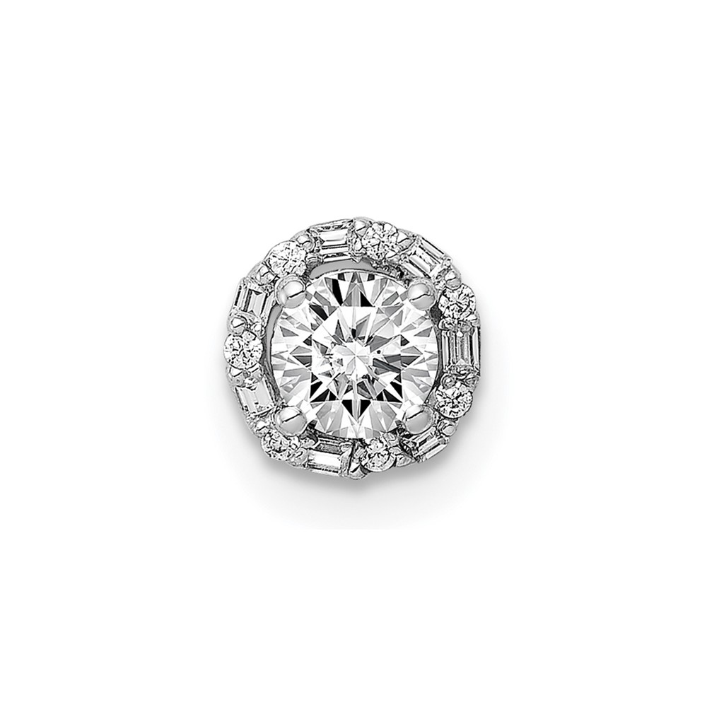14k White Gold Holds 4.1mm Center 1/20 carat Diamond Semi-mount Halo Chain Slide (PM4024-006-WA)