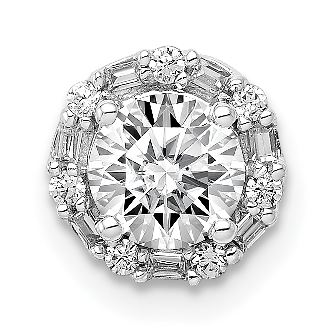 14k White Gold Holds 5.2mm Center 1/10 carat Diamond Semi-mount Halo Chain Slide (PM4024-009-WA)