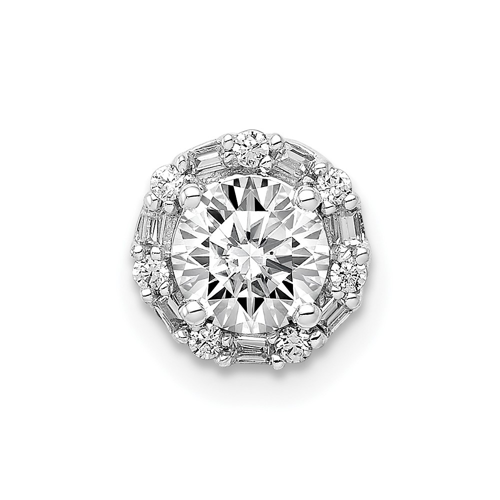 14k White Gold Holds 5.2mm Center 1/10 carat Diamond Semi-mount Halo Chain Slide (PM4024-009-WA)