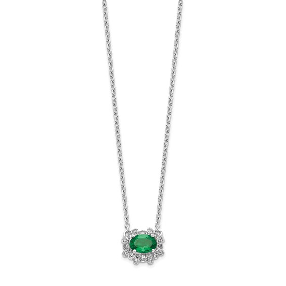 Diamond and Oval Emerald 18 inch Necklaces