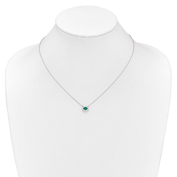 Diamond and Oval Emerald 18 inch Necklaces