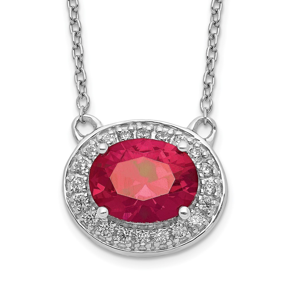 14kw Lab Grown Diamond SI1/SI2, G H I, & Created Ruby Necklace