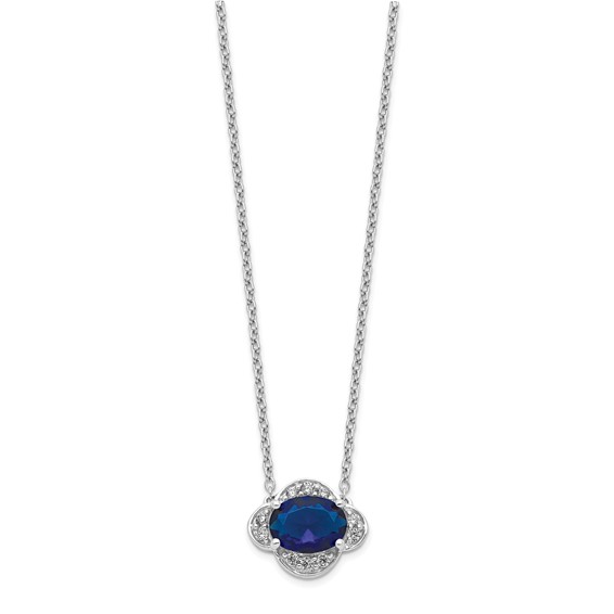 Diamond and Oval Sapphire 18 inch Necklaces