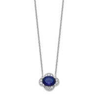 14K White Gold 0.20 Carat Lab Grown Diamond VS SI+ G+ and Created Sapphire Complete Necklace, 18" view 2