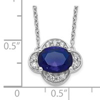 14K White Gold 0.20 Carat Lab Grown Diamond VS SI+ G+ and Created Sapphire Complete Necklace, 18" view 3