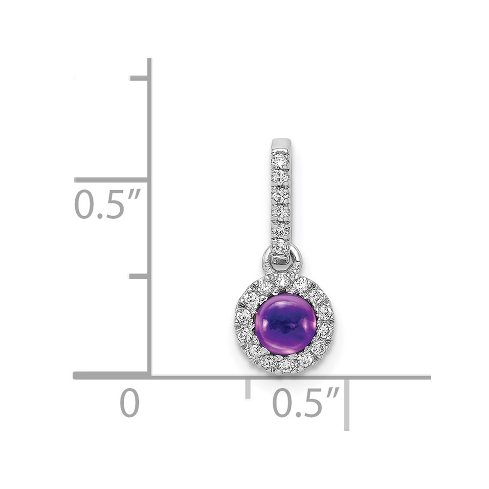 14k White Gold Diamond and Cabochon .47 Amethyst Pendant (PM4031-AM-009-WA)