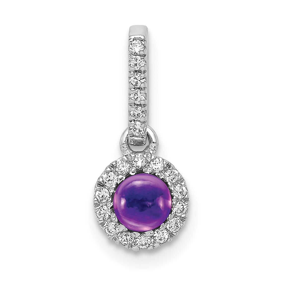 14k White Gold Diamond and Cabochon .47 Amethyst Pendant (PM4031-AM-009-WA)