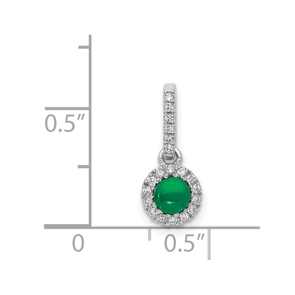 14k White Gold Diamond and Cabochon .47 Emerald Halo Pendant (PM4031-EM-009-WA)