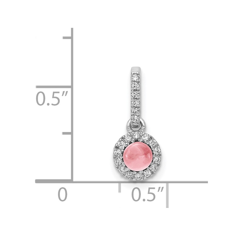 14k White Gold Diamond and Cabochon .47 Pink Tourmaline Pendant (PM4031-PT-009-WA)