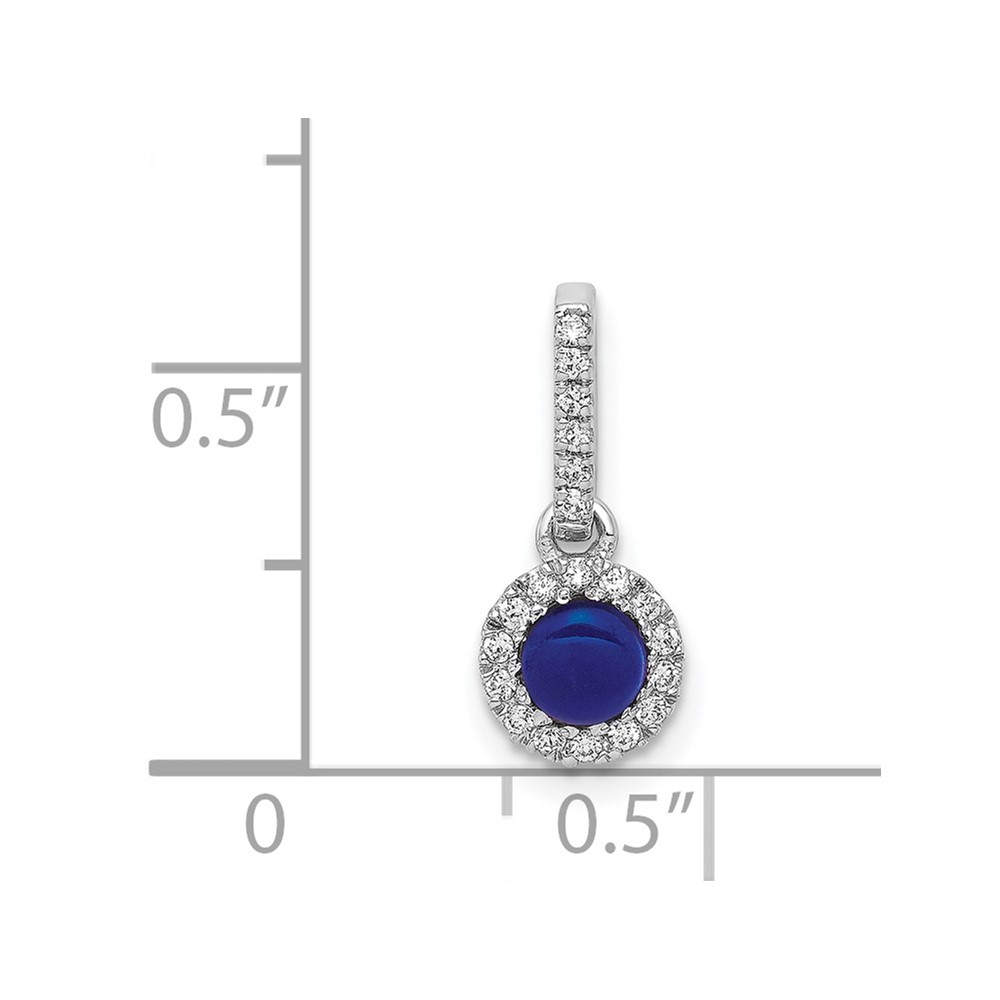 14k White Gold Diamond and Cabochon .47 Sapphire Halo Pendant (PM4031-SA-009-WA)