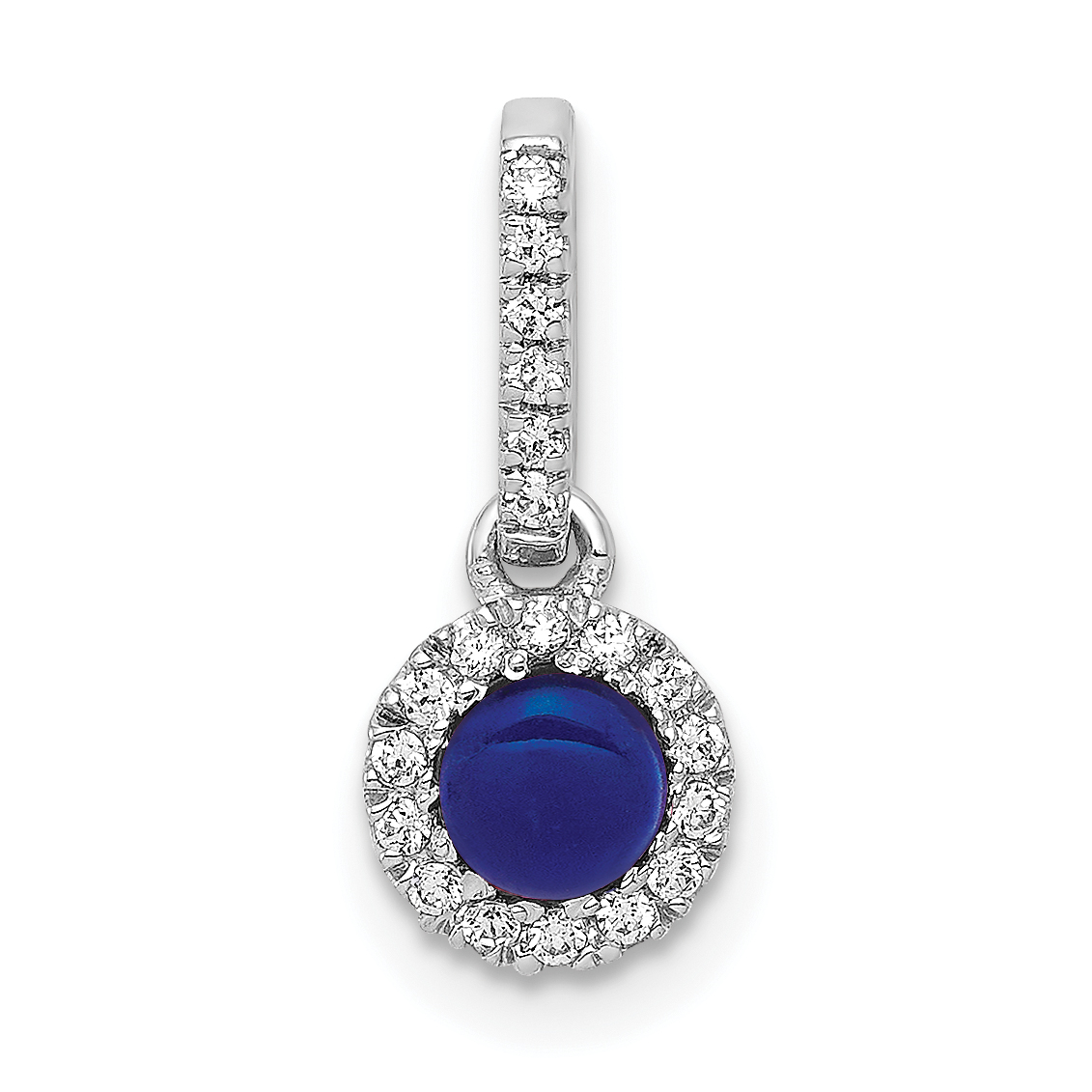 14k White Gold Diamond and Cabochon .47 Sapphire Halo Pendant (PM4031-SA-009-WA)