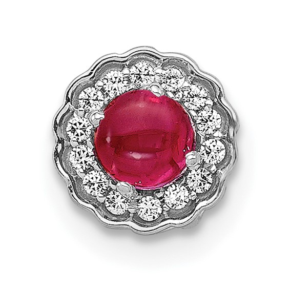 Cabochon Gemstone and Diamond Halo Chain Slides