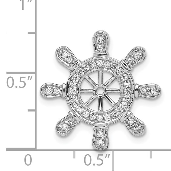 14k White Gold 1/4 carat Diamond Ship Wheel Pendant