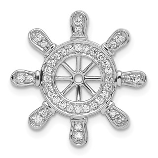 14k White Gold 1/4 carat Diamond Ship Wheel Pendant