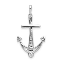 14K White Gold 0.25 Carat Lab Grown Diamond VS SI+ G+ Complete Anchor Pendant view 3