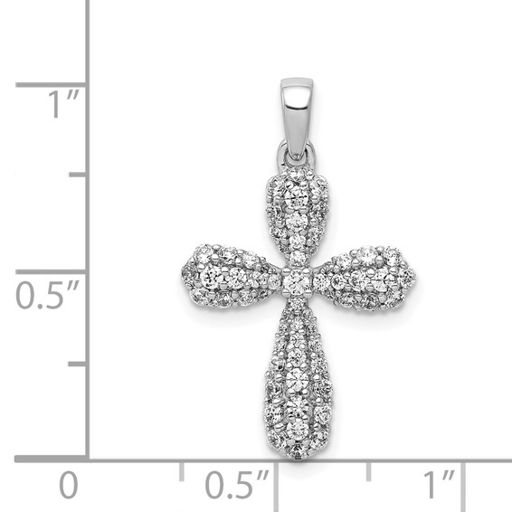 14k White Gold 5/8 carat Diamond Cross Pendant