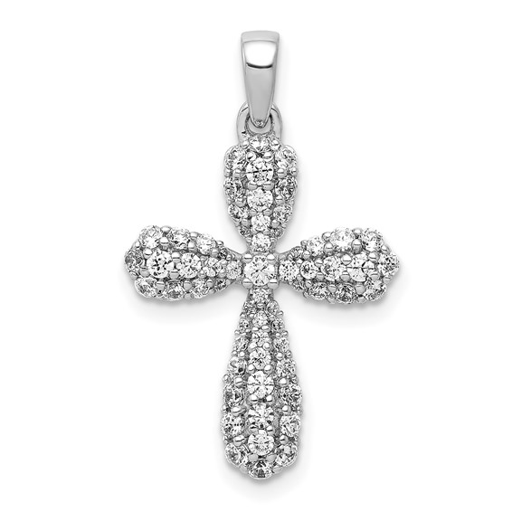 14k White Gold 5/8 carat Diamond Cross Pendant