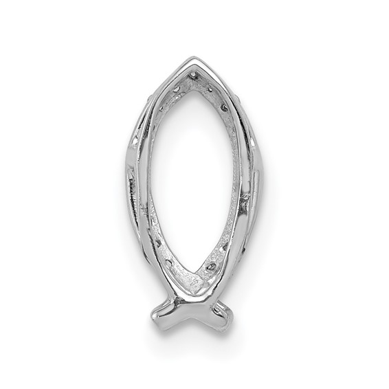 14k White Gold 1/15 carat Diamond Ichthus Fish Chain Slide