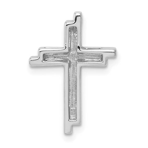 14k White Gold 1/10 carat Diamond Double Cross Chain Slide