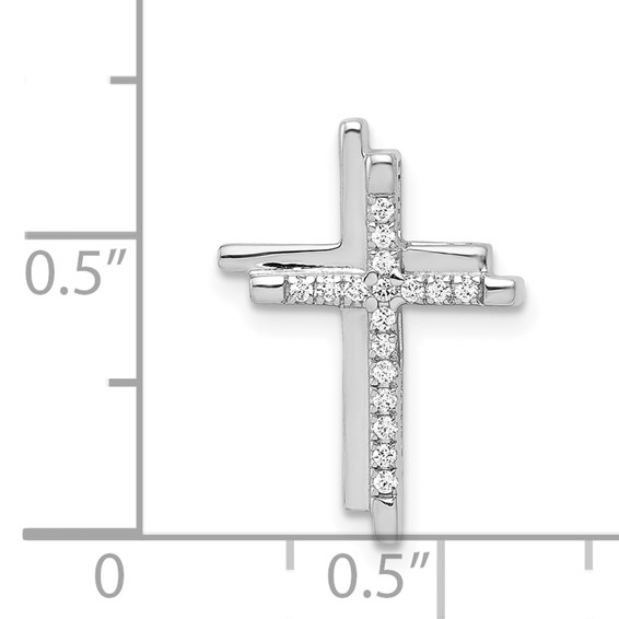 14k White Gold 1/10 carat Diamond Double Cross Chain Slide