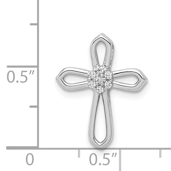 14k White Gold 1/20 carat Diamond Cross Pendant