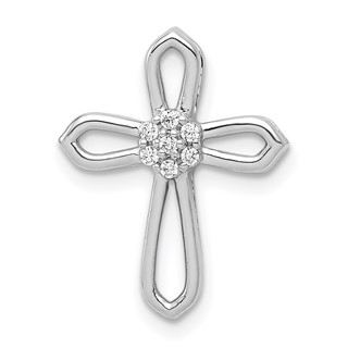 14k White Gold 1/20 carat Diamond Cross Pendant