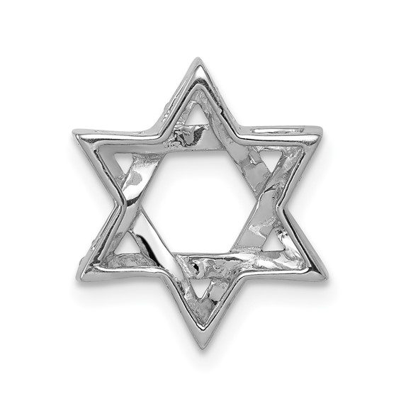 14k White Gold 1/8 carat Diamond Star of David Chain Slide